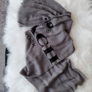 Coach Light Gray Scarf with Iconic Logo